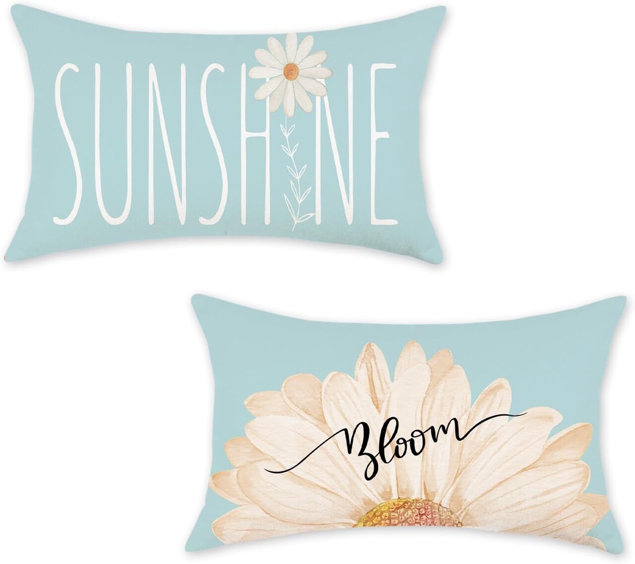 Spring Summer Lumbar Pillow Covers 12x20 Inch Farmhouse Daisy Throw Pillow Cover Sunshine Bloom Decorative Cushion Case for Sofa Couch Home Bed Set of 2